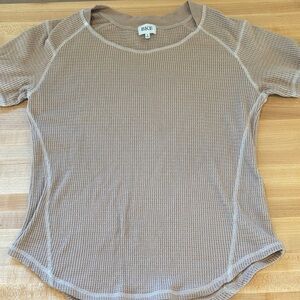 BKE Short Sleeve Waffle Knit Tee in Taupe